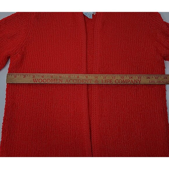 Vtg Tanner Womens Small Sweater Red Cardigan Textured Knit Open Front Holiday - Picture 5 of 10